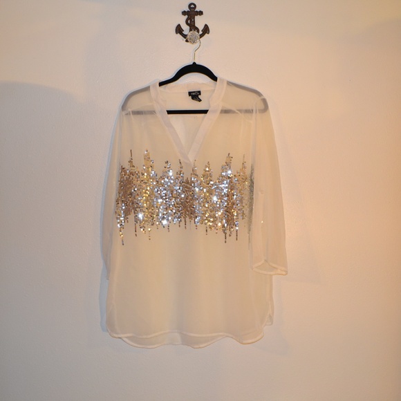 Rue21 Tops - 🌹HP🌹Rue 21 sheer blouse with sparkle xl